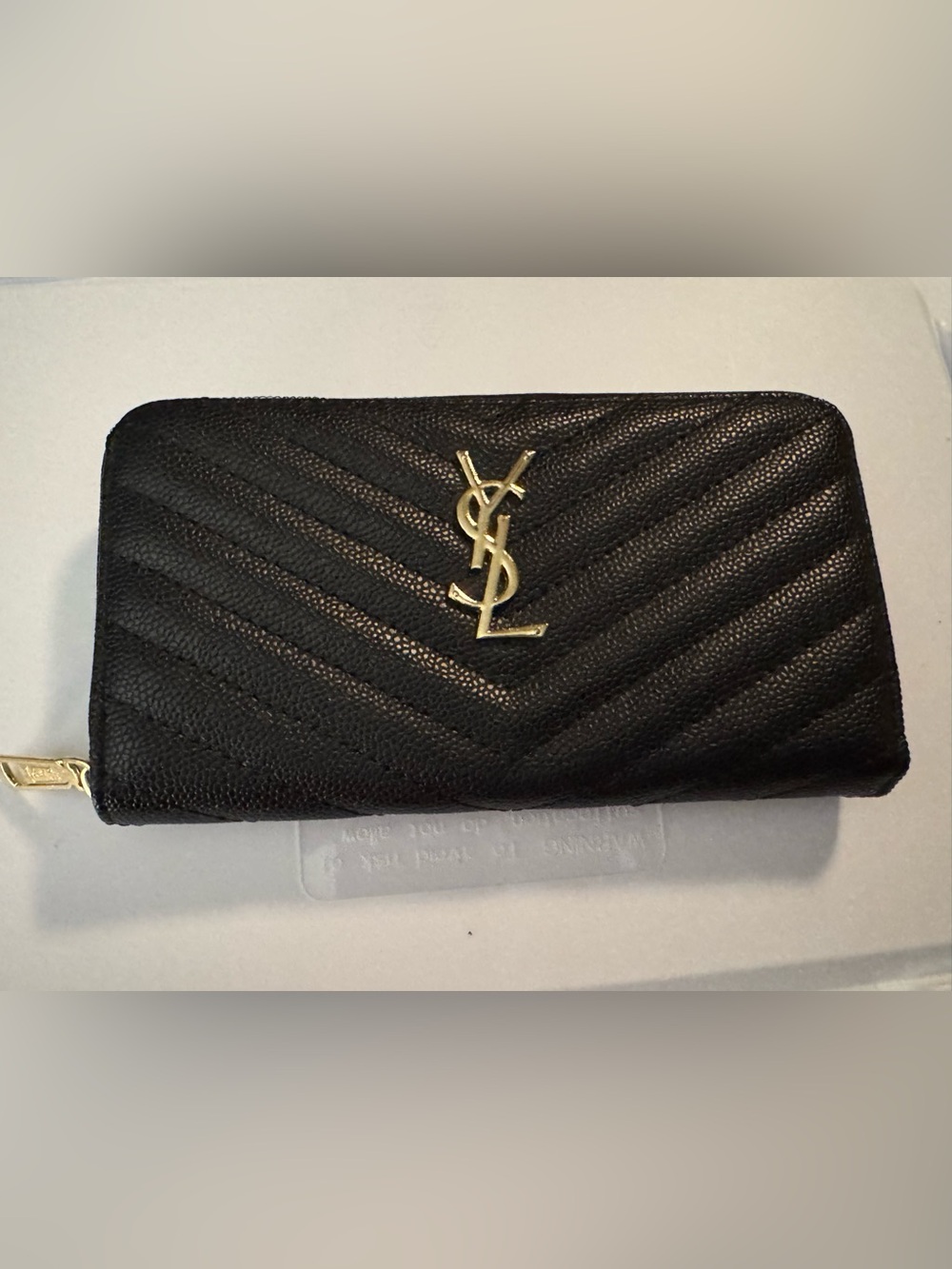 Black Quilted Zip Wallet